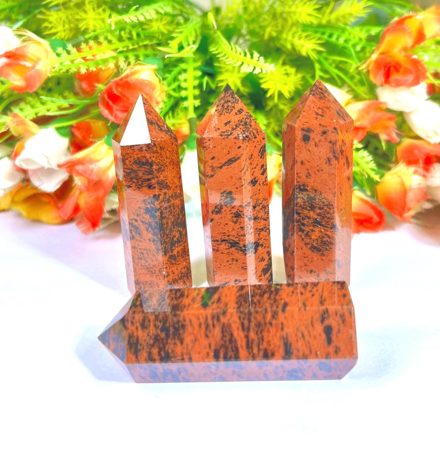 Mahogany Obsidian Stone Crystal Tower Pencil Point Generator-Gemstone Pencil Tower Wand Stone Obelisk -Home Car Decor Decoration 2" To 3"