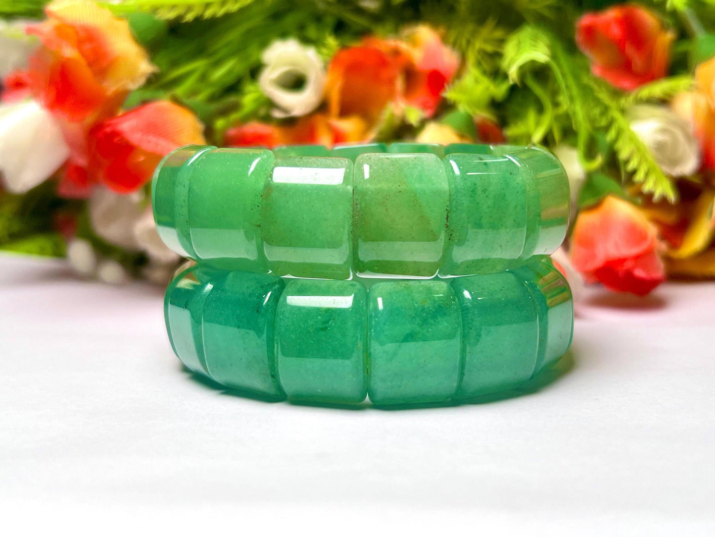 18 MM Green Aventurine Stone Bracelet l Stretchable Bracelet