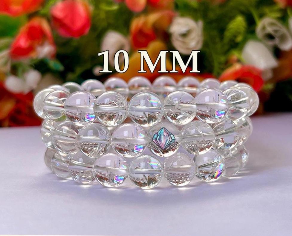 10 MM Rainbow Anandalite Quartz Aurora Quartz Crystal Stone Bracelet l Stretchable Bracelet l Unisex Bracelet