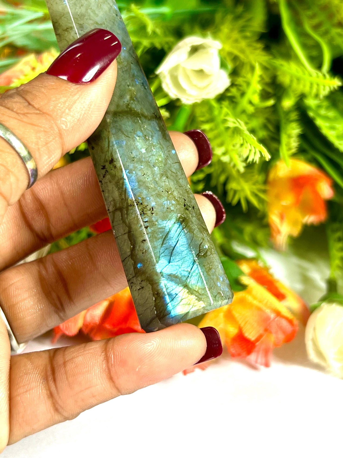 Labradorite Stone Tower Pencil Point Generator-Gemstone Pencil Crystal Tower Wand Stone Obelisk -Home Car Decor Decoration 3" To 4"