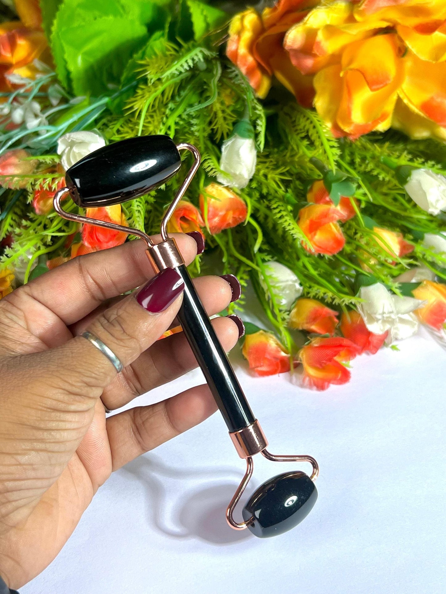 Black Obsidian Crystal Stone Face Massager Roller AAAA ++++ with Gift Box