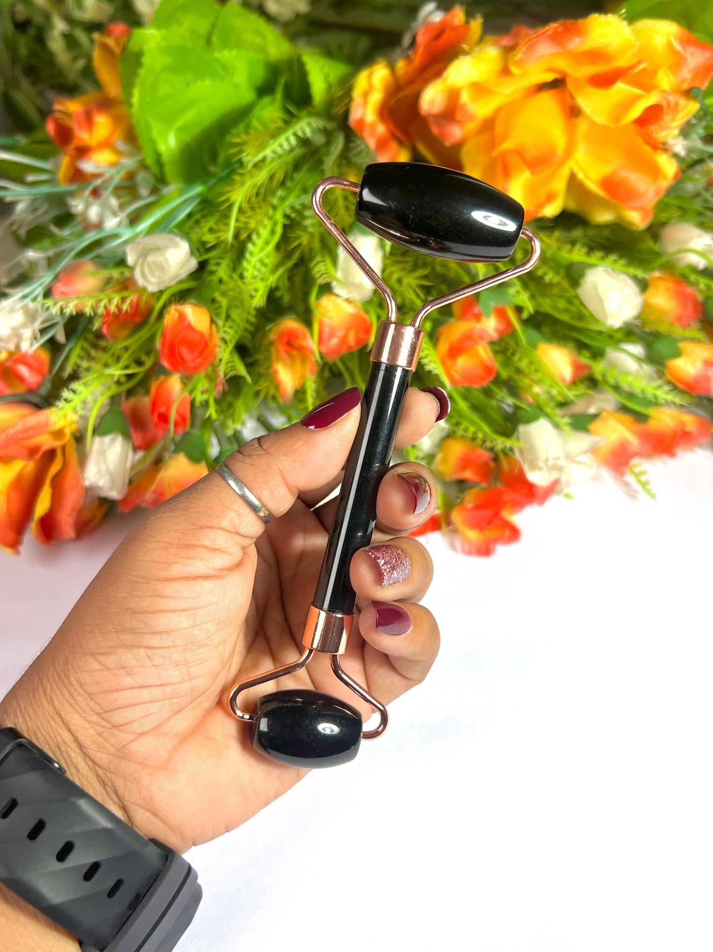 Black Obsidian Crystal Stone Face Massager Roller AAAA ++++ with Gift Box