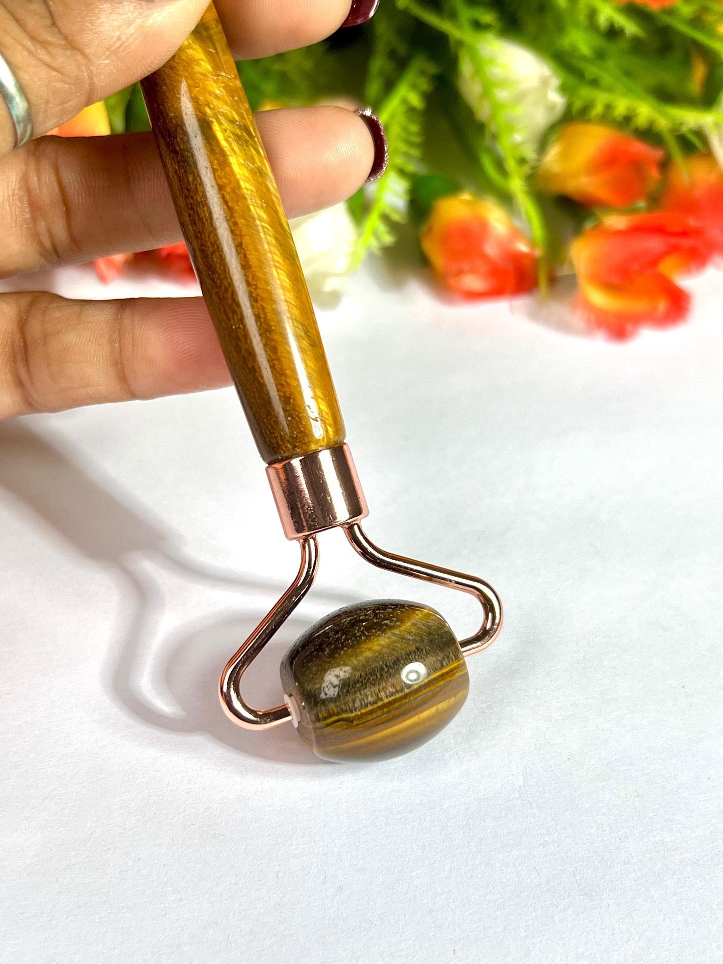 Tiger Eye's Crystal Stone Face Massager Roller AAAA ++++ with Gift Box