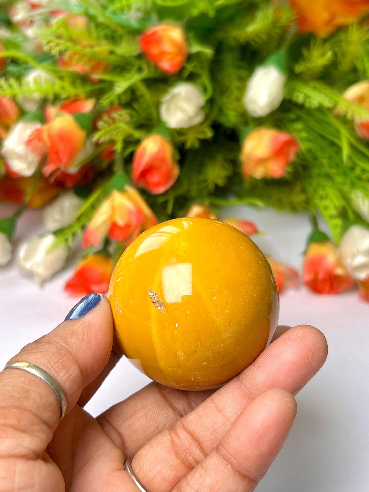 Yellow Jasper Stone Sphere 45 MM Crystal Ball Orb Pocket Stone Meditation Space Crystal Grid With wooden Stand