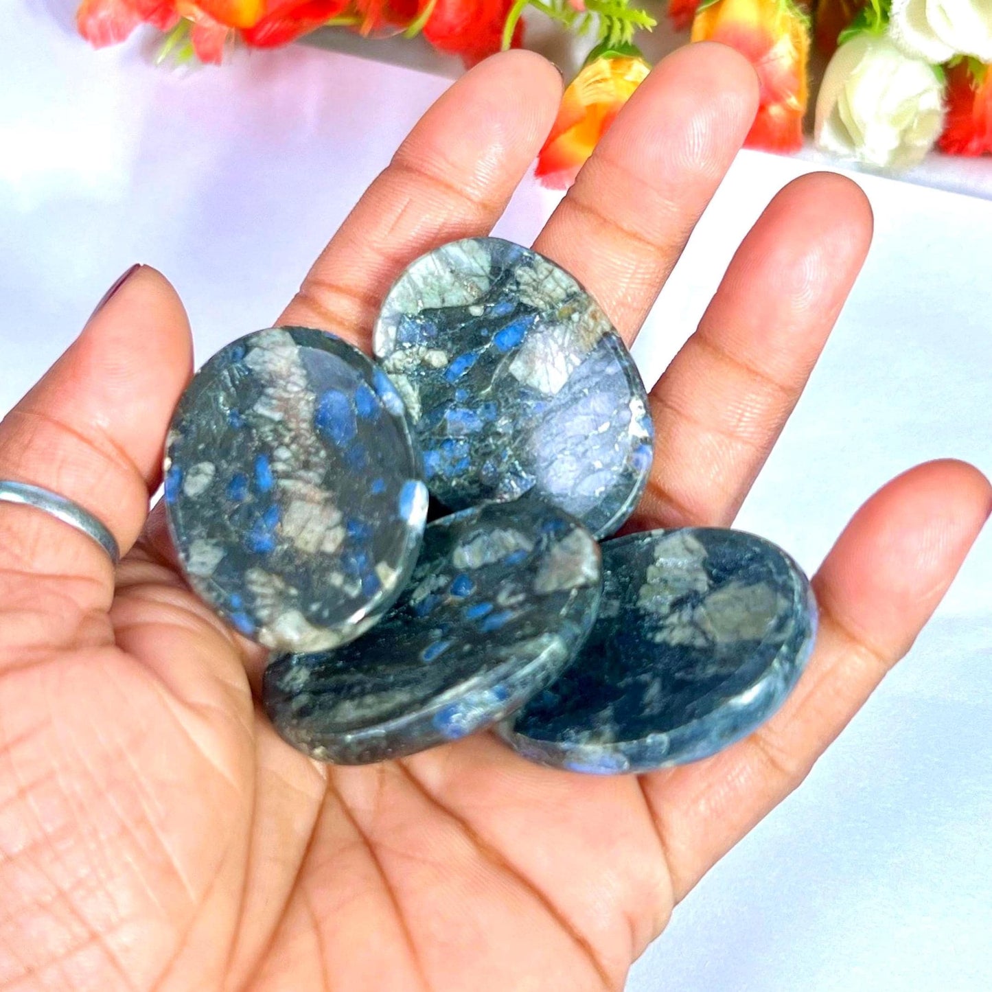 Blue Liberite Stone / Que Sera Stone Worry Stone – Crystal Worry Stone – Pocket Stone – Healing Crystal - 4cmx3cm Thumb Stone One (1) Piece