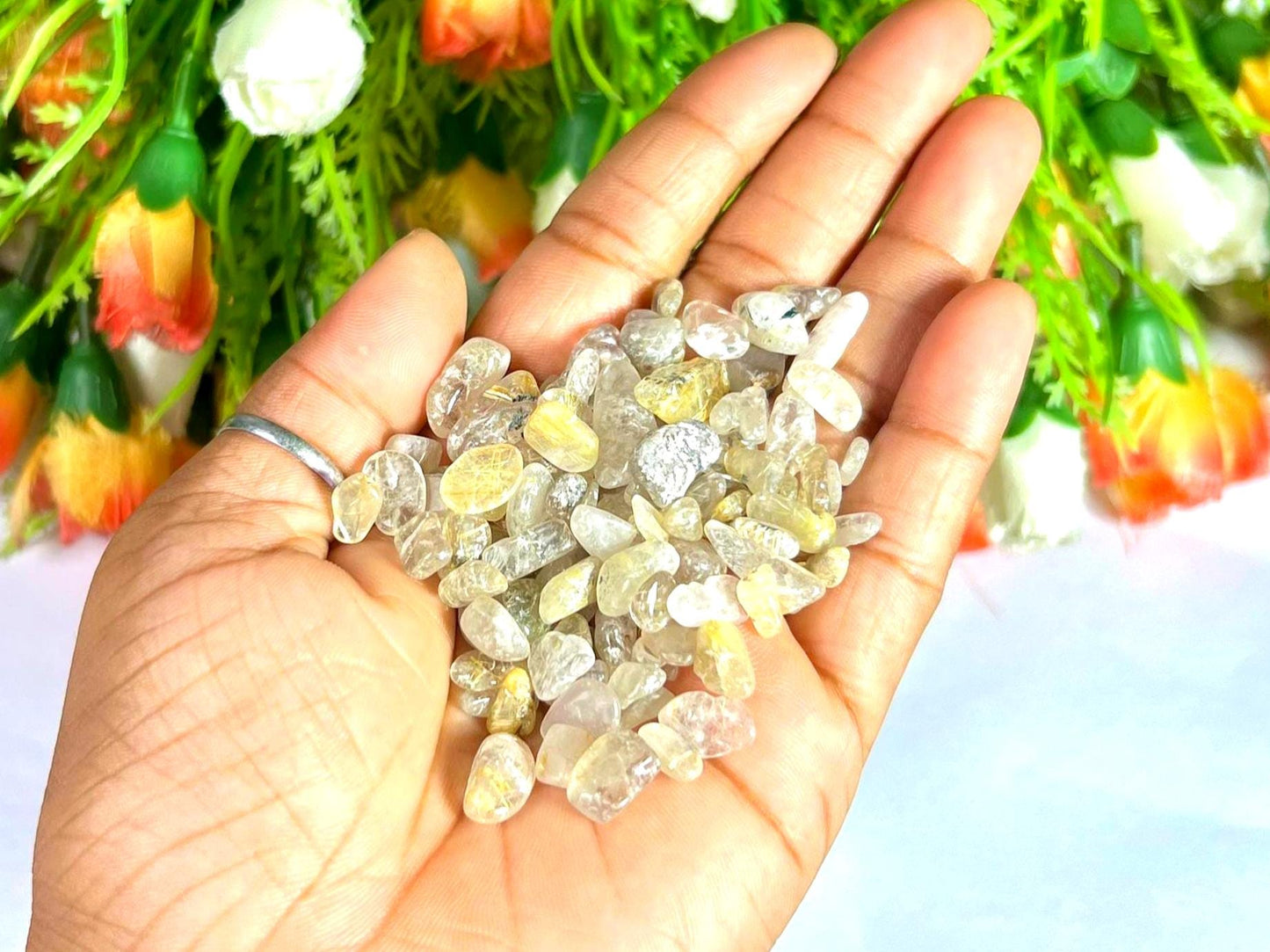 Golden Rutile Stone Chips Stone - Spiritual Stone -Healing Crystals in pack Quality AAAAA +++++