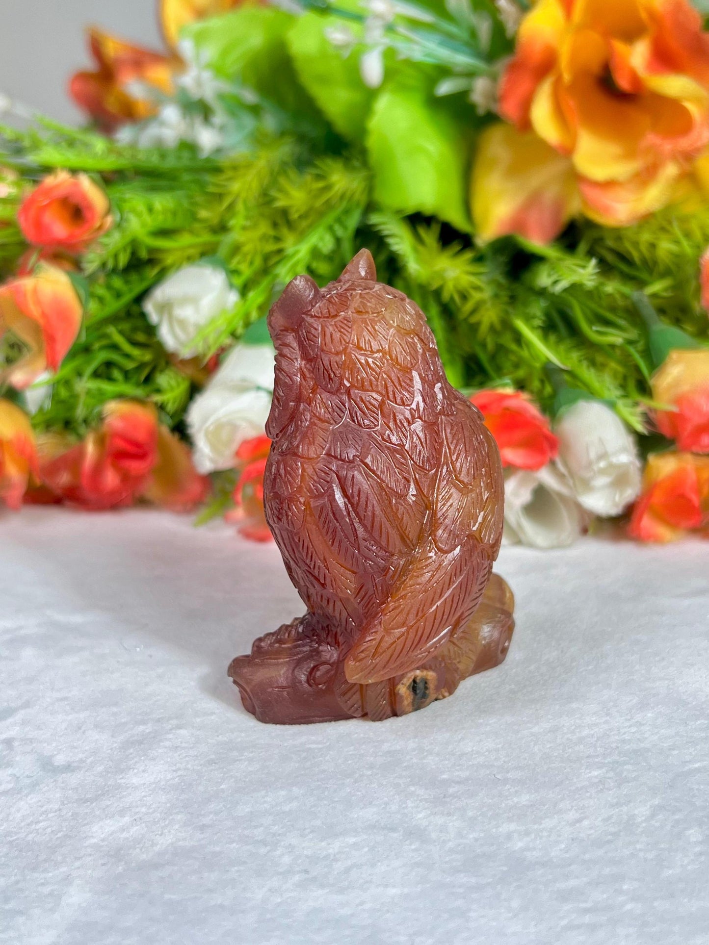 Carnelian Stone Owl - Healing Crystal - Home Decoration - Reiki Healing - Gift for All 129 Gram