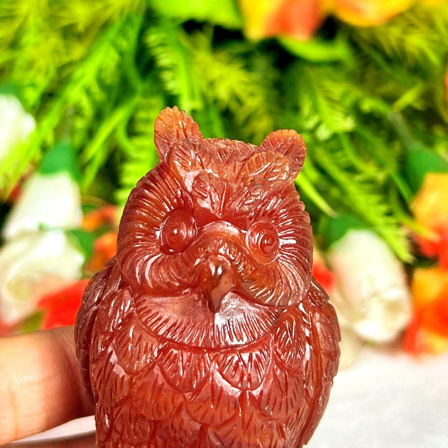 Carnelian Stone Owl - Healing Crystal - Home Decoration - Reiki Healing - Gift for All 129 Gram