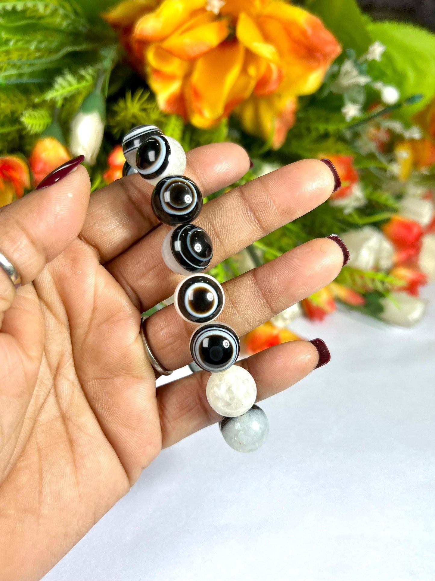 14 MM Gobi Agate Stone Eye Bracelet l Stretchable Bracelet l Unisex Bracelet