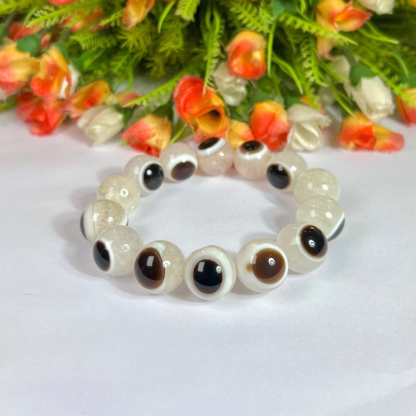 18 MM Gobi Agate Stone Eye Bracelet l Stretchable Bracelet l Unisex Bracelet