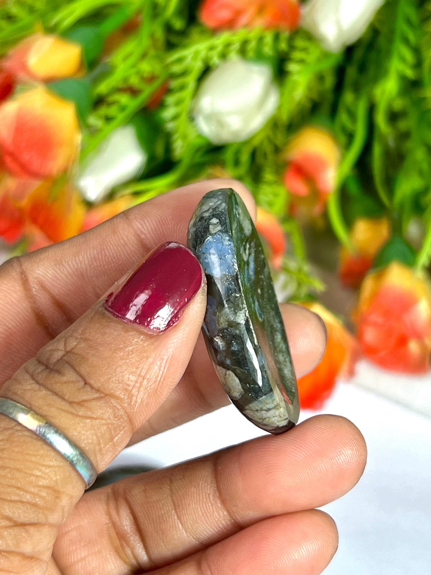 Blue Liberite Stone / Que Sera Stone Worry Stone – Crystal Worry Stone – Pocket Stone – Healing Crystal - 4cmx3cm Thumb Stone One (1) Piece