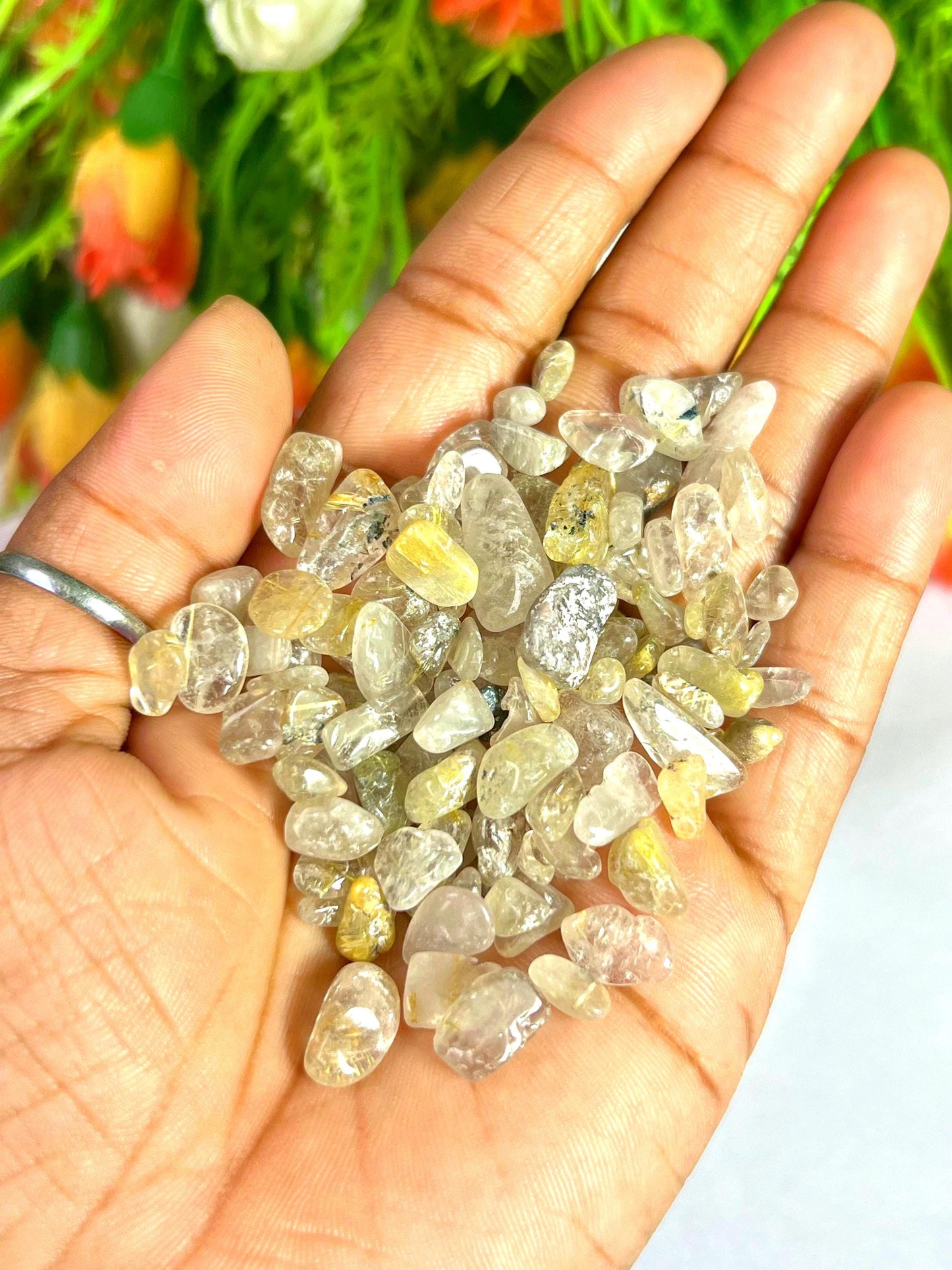 Golden Rutile Stone Chips Stone - Spiritual Stone -Healing Crystals in pack Quality AAAAA +++++