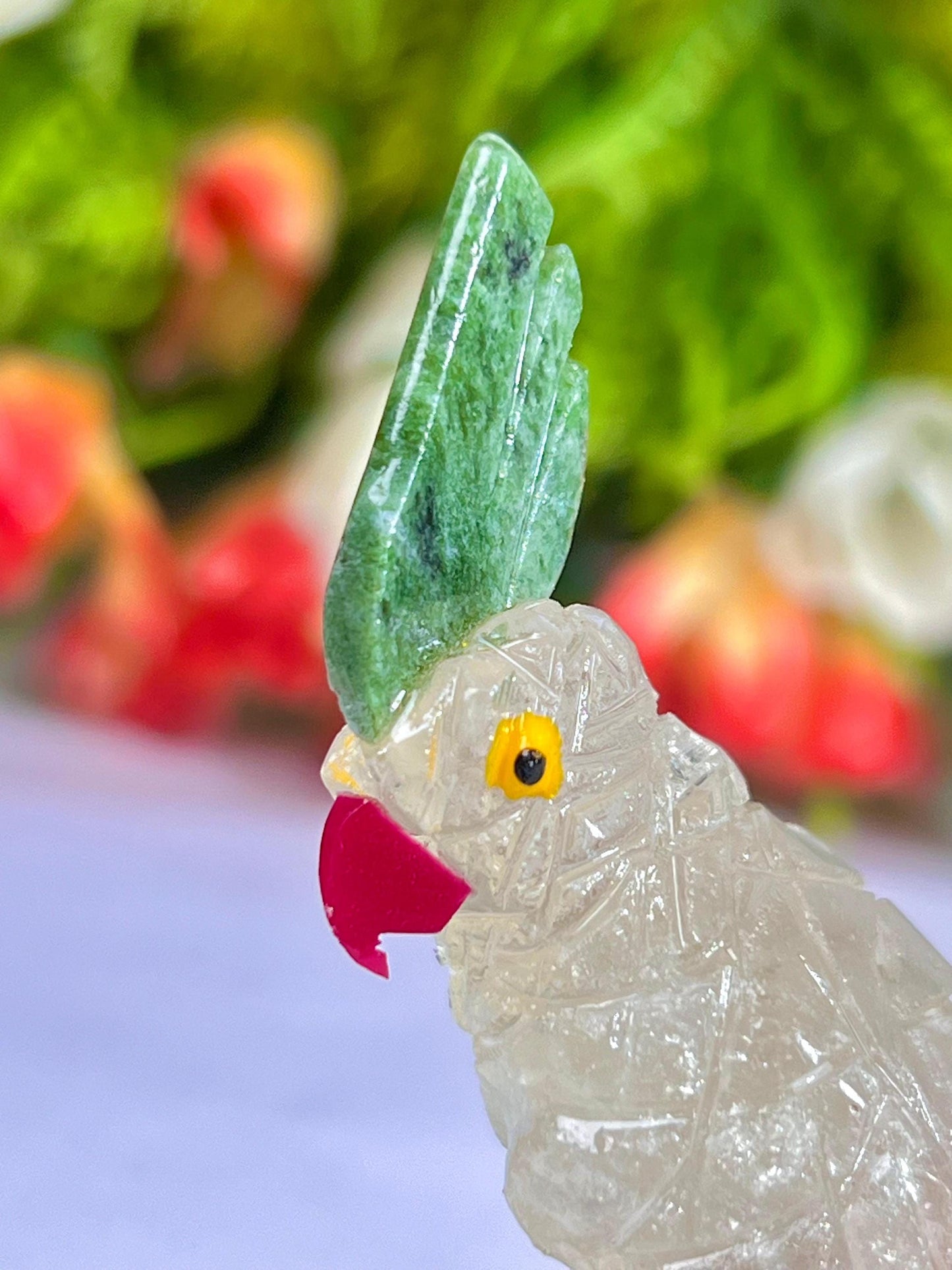 Beautiful Himalayan Crystal Quartz Parrot Bird with Pyrite Rough- Healing Crystal - Home Decoration - Reiki Healing - Gift for All