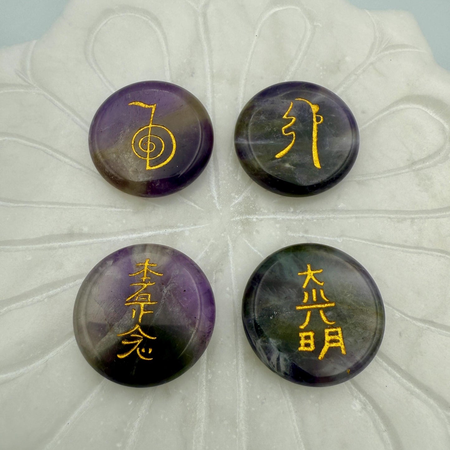 Amethyst Reiki Healing Stone Set: Hand Engraved Metaphysical Energy Healing Crystal | Shazu.com