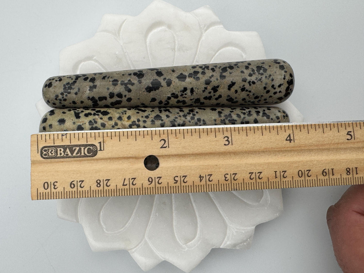 Dalmatian Jasper Crystal Massage Wand – Grounding, Protection & Joyful Energy