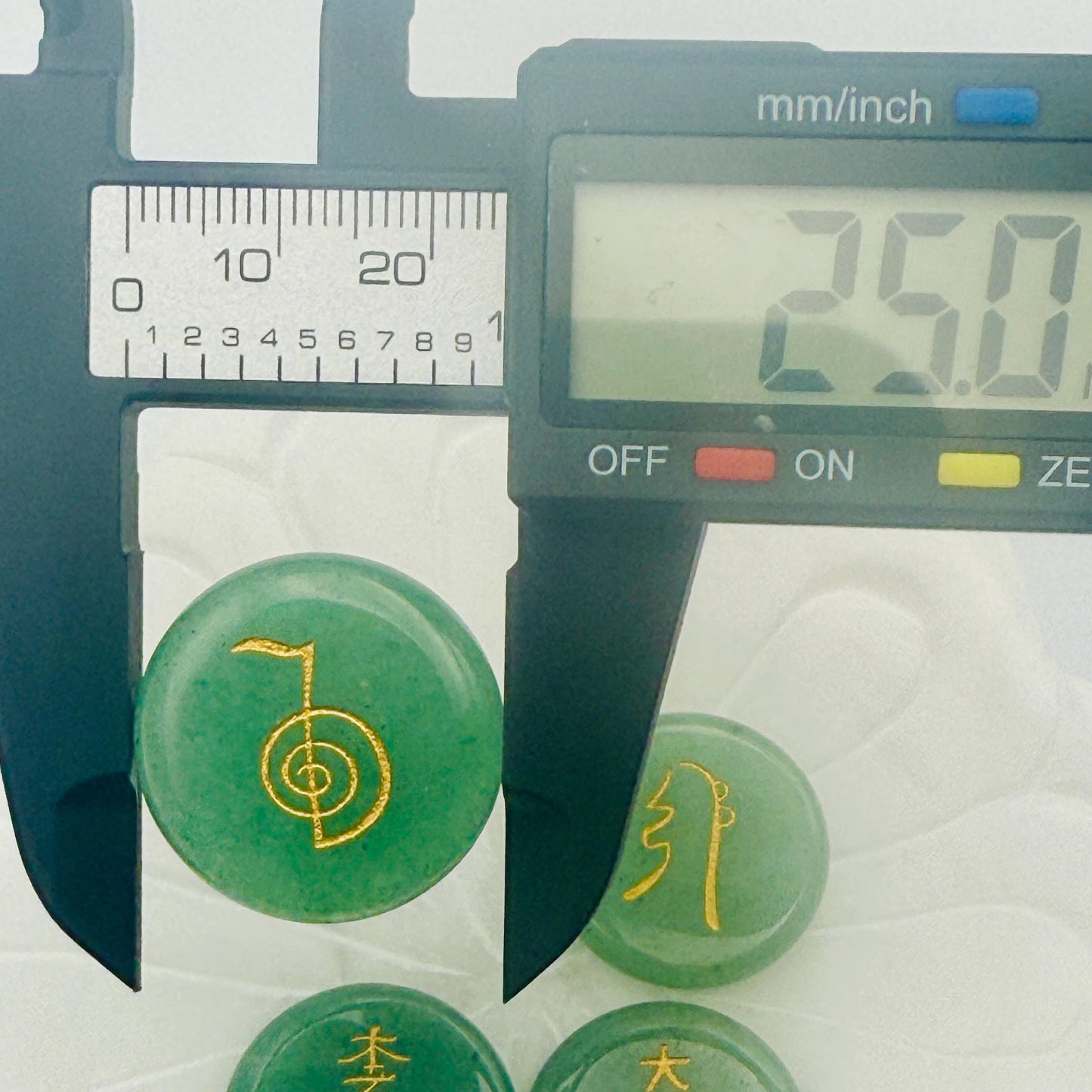 Green Jade Reiki Symbol Stone Set – Natural Engraved Jade Meditation Stones