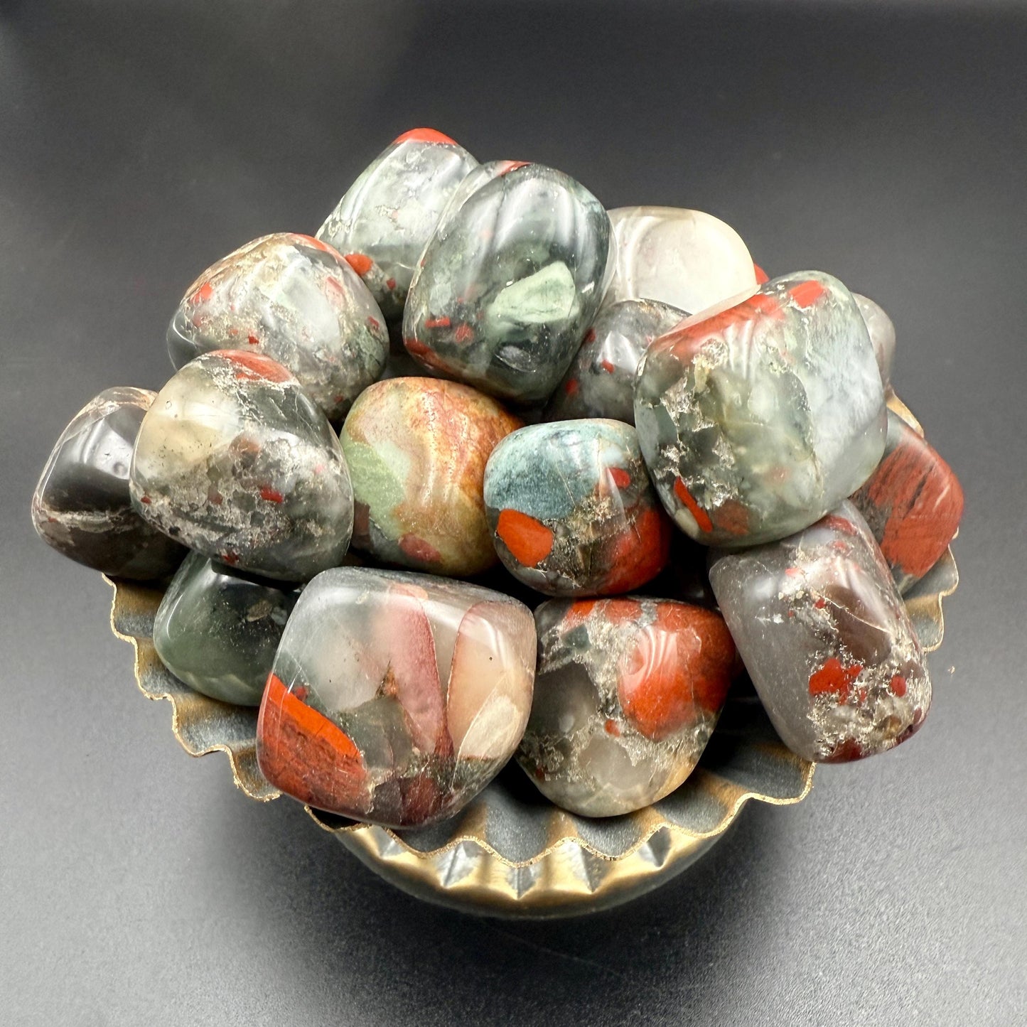 African Bloodstone Tumbled Stone – Natural Healing Crystal for Strength, Courage, Vitality & Protection