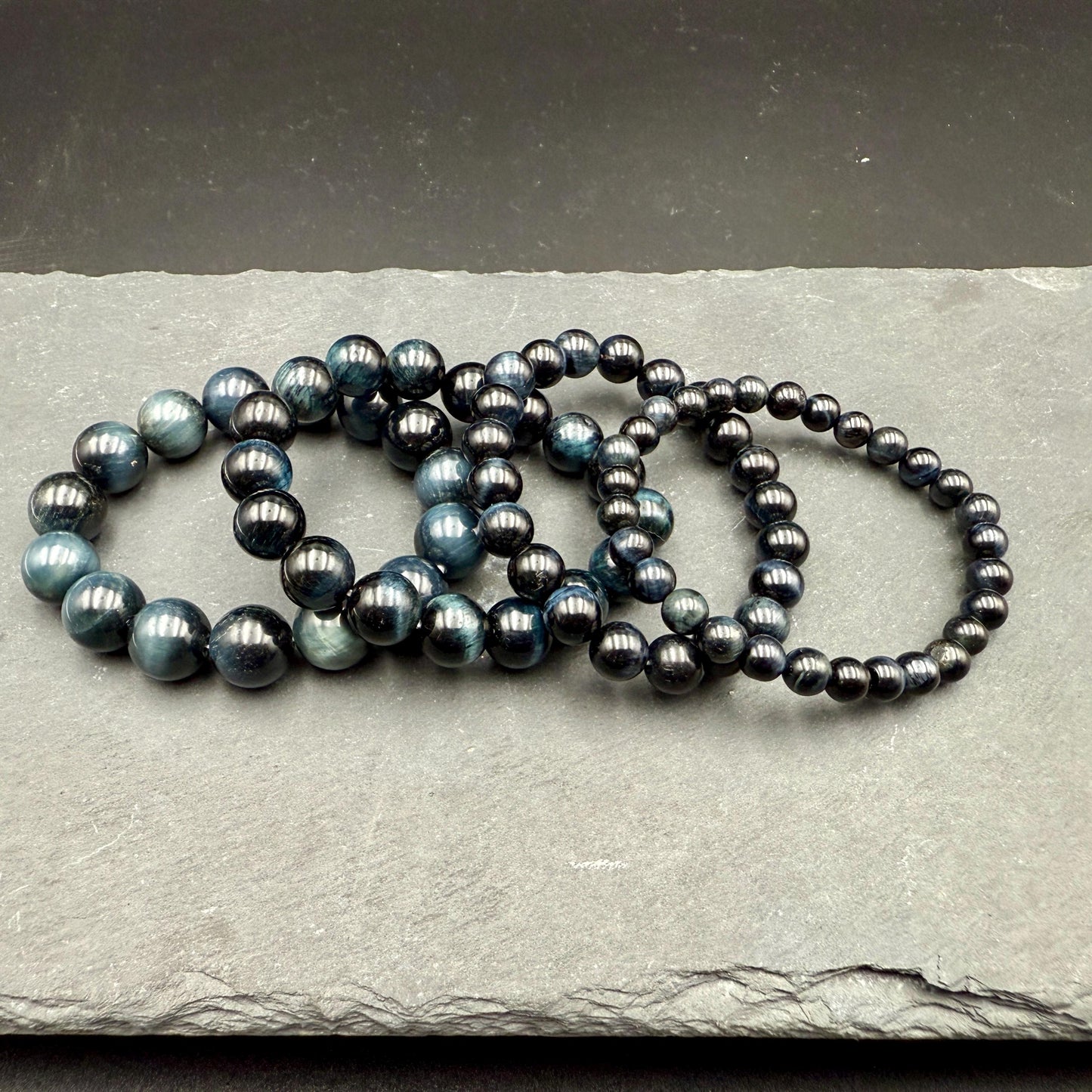 Blue Tiger Eye Bead Bracelet – Handmade Stone of Insight