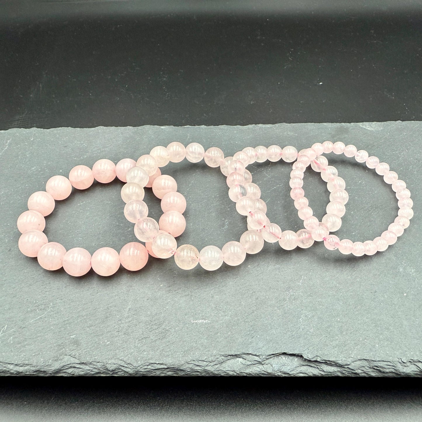 Handmade Rose Quartz Bracelet – Round Polished Beads, Madagascar Stone