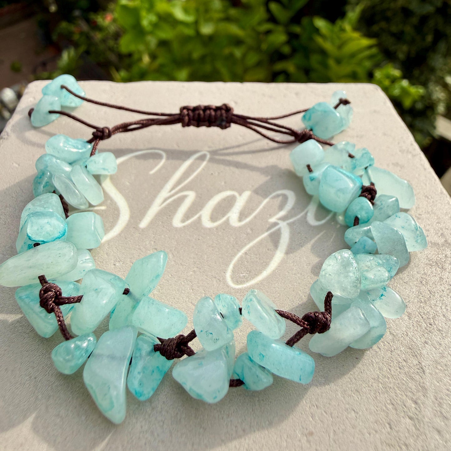 Aquamarine Bracelet – Handmade Crystal Chips to promote clear, honest communication, calming, and emotional balance