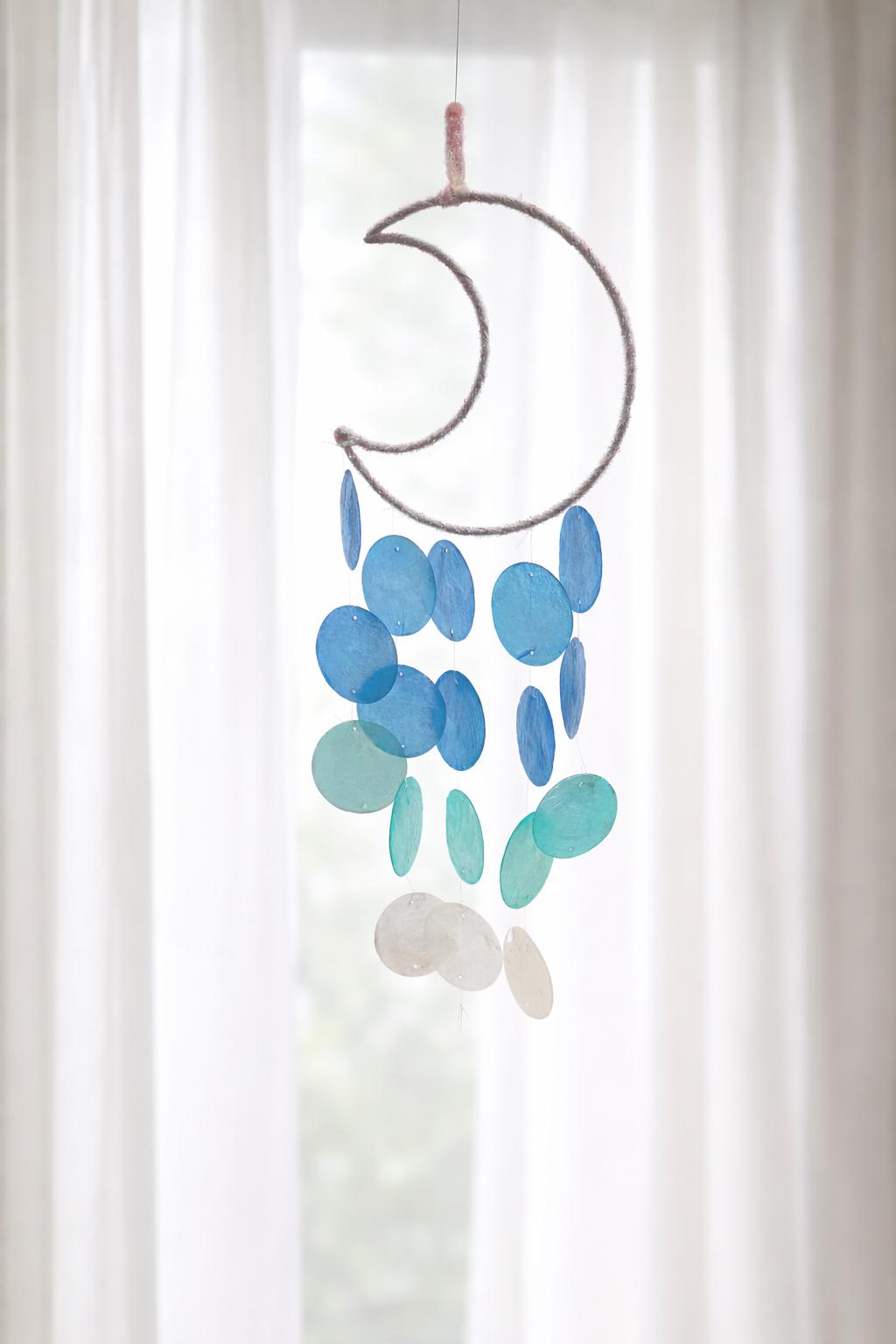 Crescent Moon Shell Outdoor Hanging Wind Chime for Porch, Balcony & Garden Decor