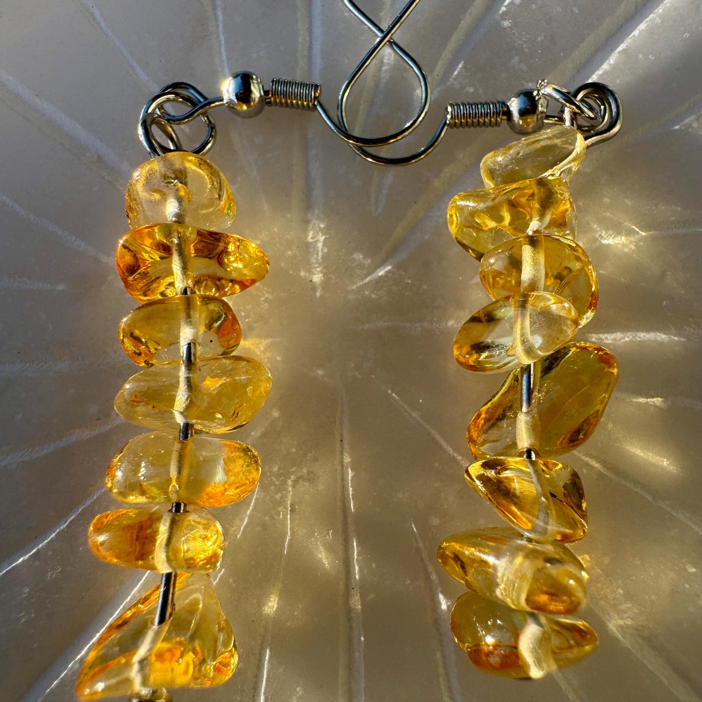 Citrine Earrings – Natural Crystal Drop Earrings | Solar Plexus | Healing & Spiritual Balance | Boho Jewelry