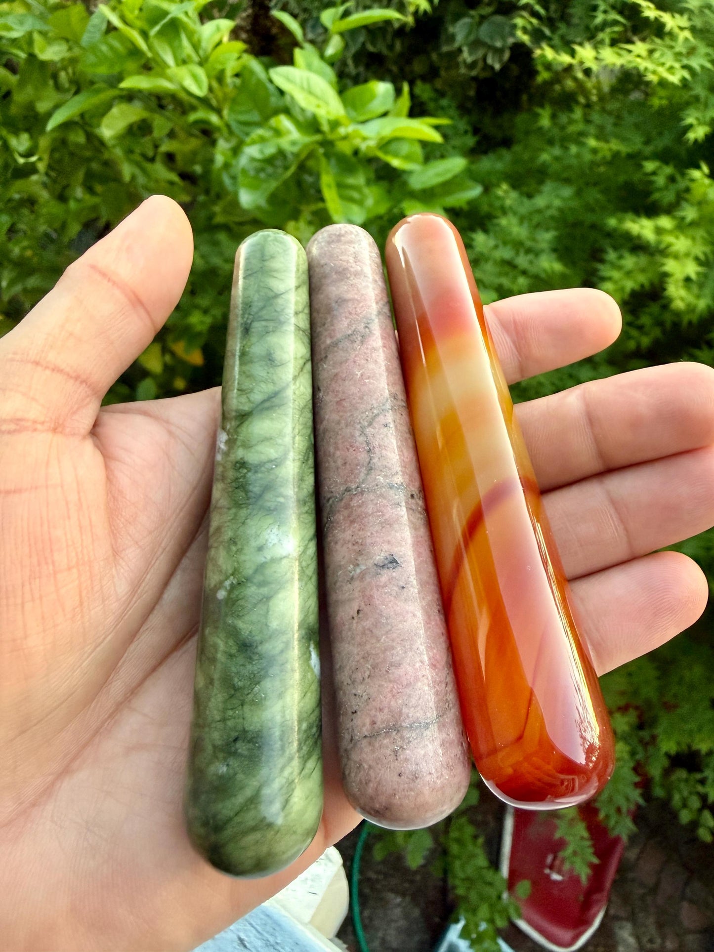 Green Jade Crystal Massage Wand | Natural Stone Massager for Acupressure and Trigger Point
