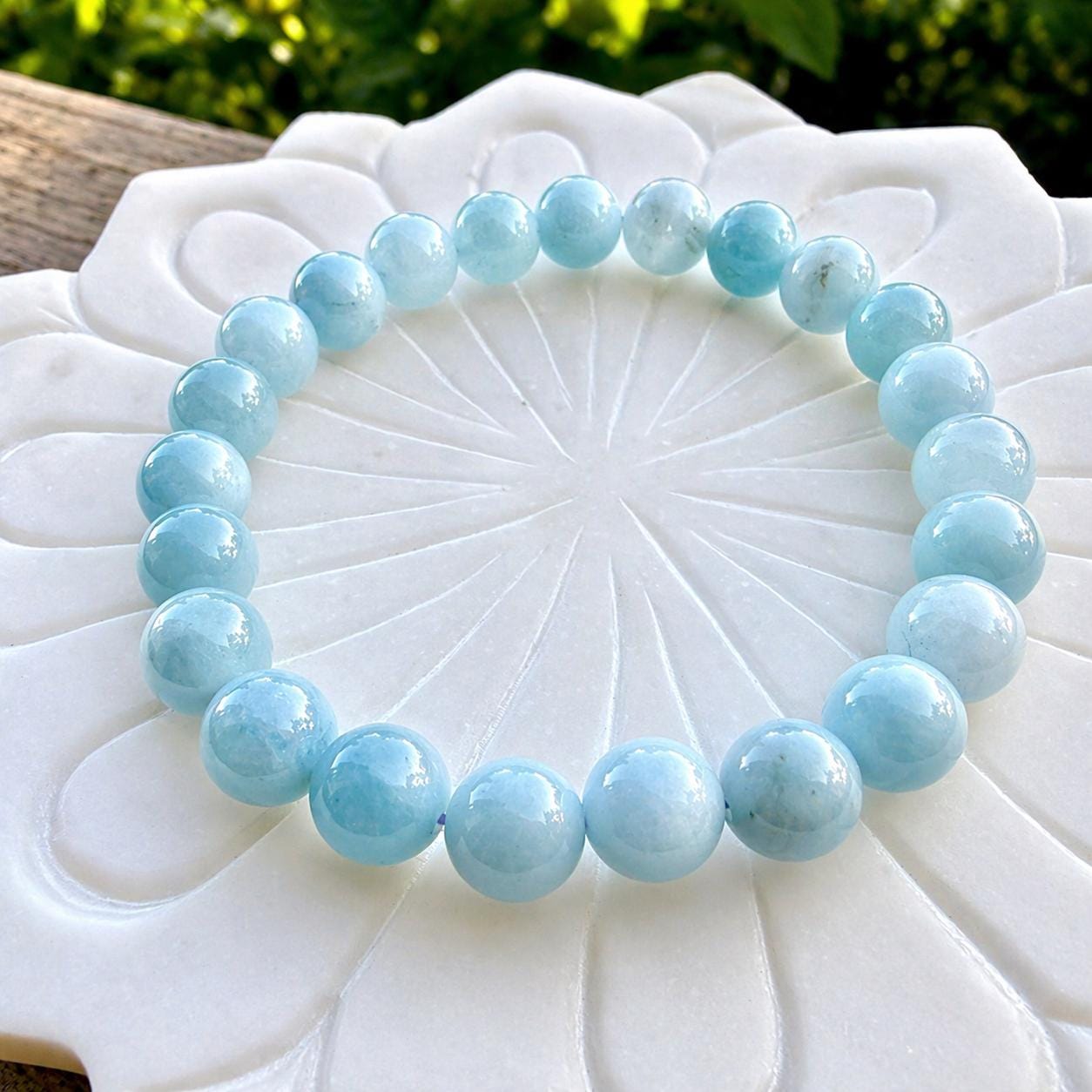 Aquamarine Bracelet 8mm 10mm – Healing Crystal for Calm, Clarity & Communication