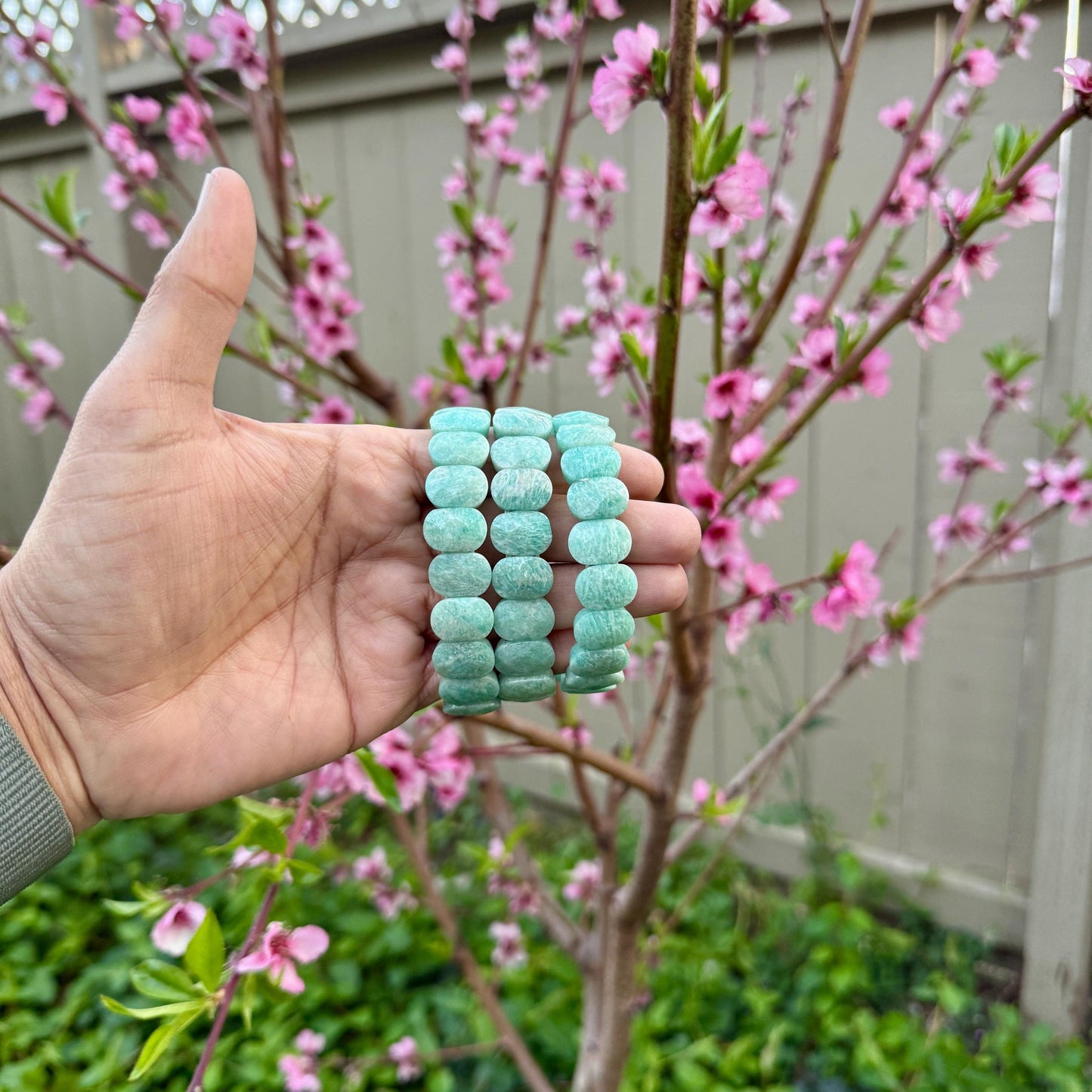 Amazonite Crystal Bracelet • Oval Faceted, Calming Stone