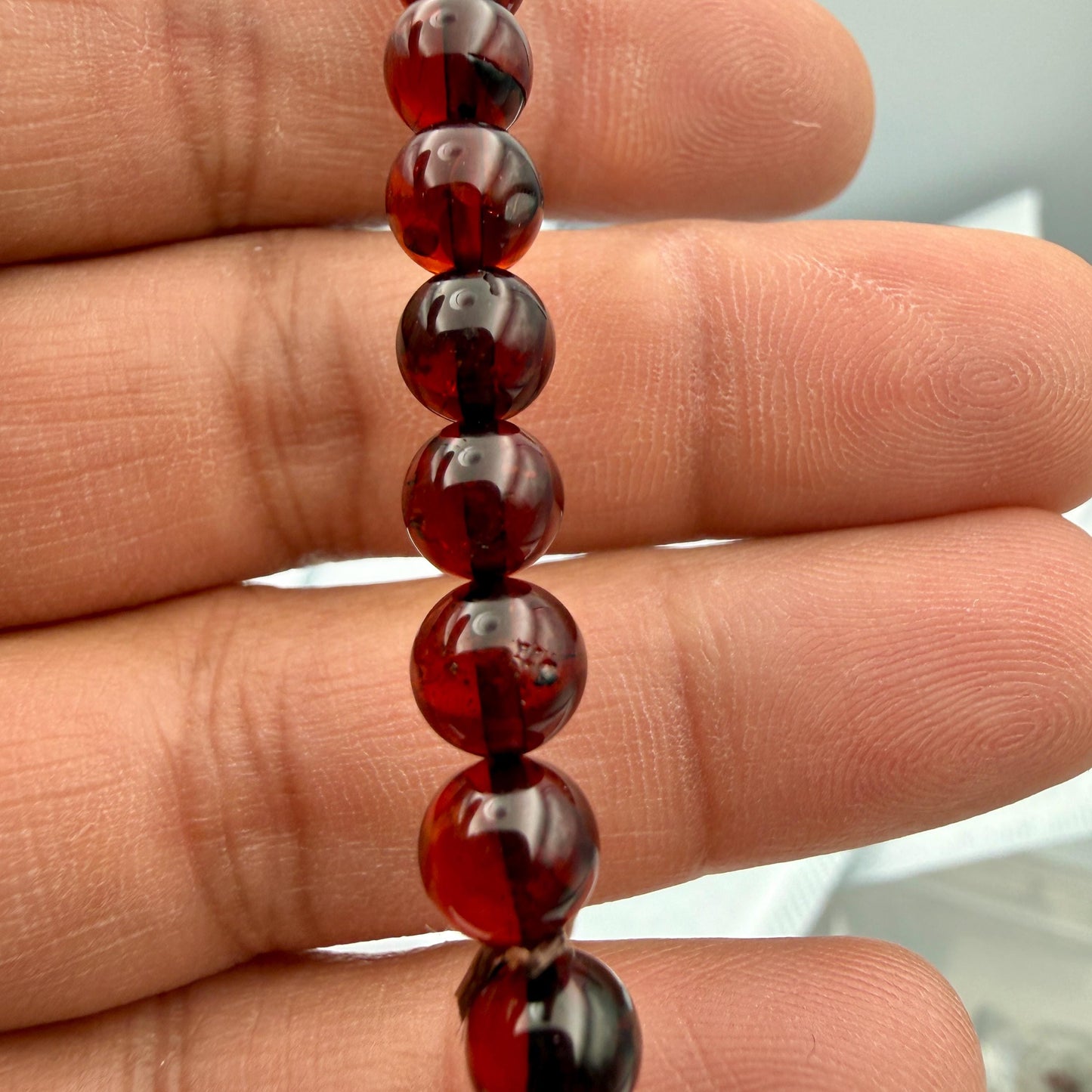 Authentic Red Baltic Amber Bracelet – Genuine Baltic Amber Jewelry | 6MM Unisex Bracelet