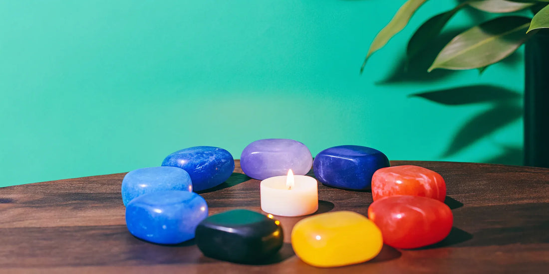 Chakra stones and chart.