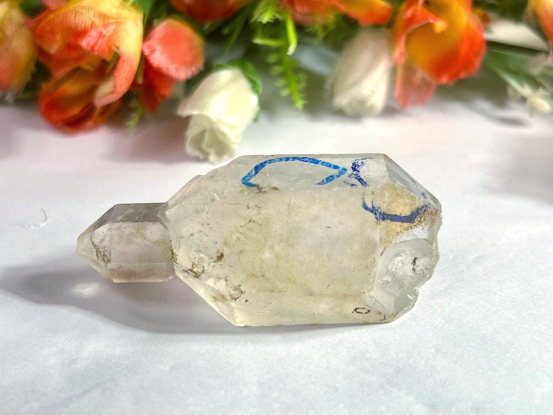 A natural Herkimer diamond specimen showing its crystalline structure