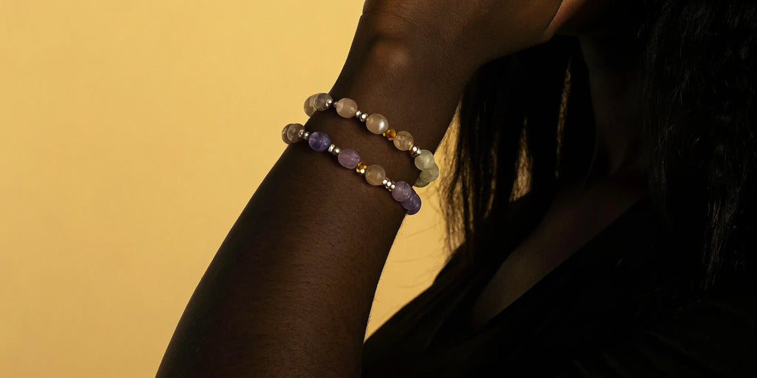 Amethyst and quartz crystal bracelets for women.
