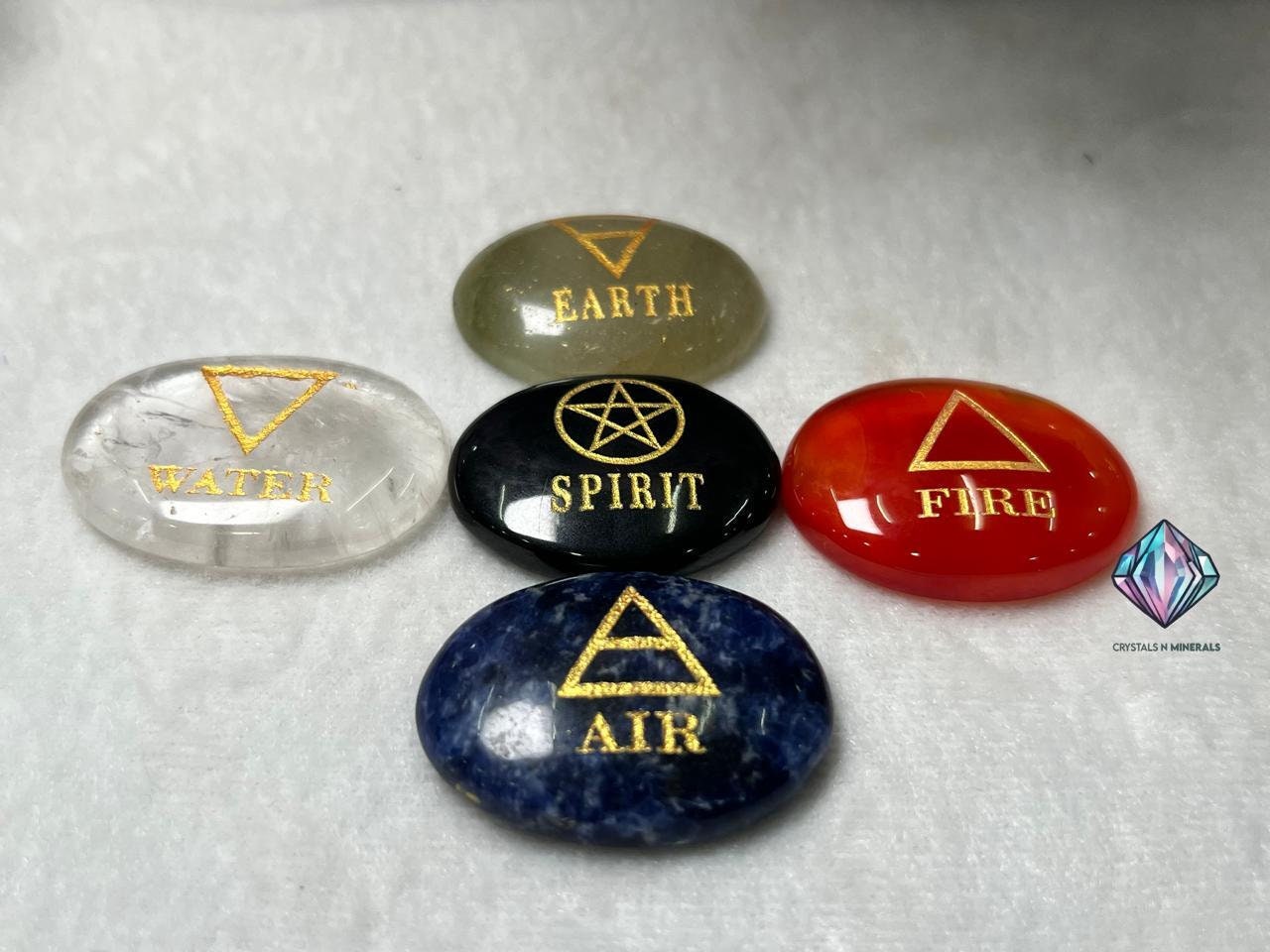 Five Elements Stone Set Earth, Air,Fire,Water & Spirit, Spells, Wiccan,Metaphysical, Quartz,Carnelian,Sodalite,Aventurine , B Obsidian