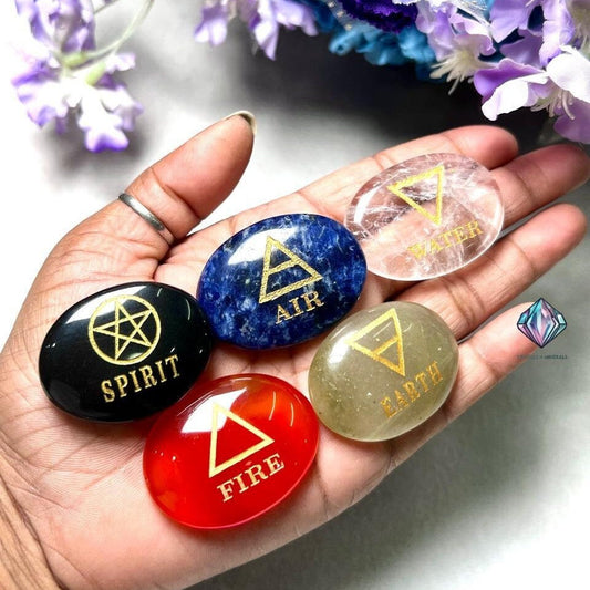 Five Elements Stone Set Earth, Air,Fire,Water & Spirit, Spells, Wiccan,Metaphysical, Quartz,Carnelian,Sodalite,Aventurine , B Obsidian