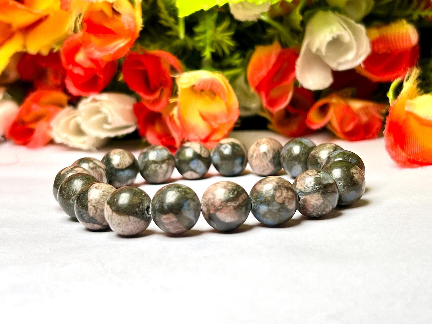 Men's 12 MM Blue Liberite / Que Sera stone Stone Bracelet| Jewelry for Men