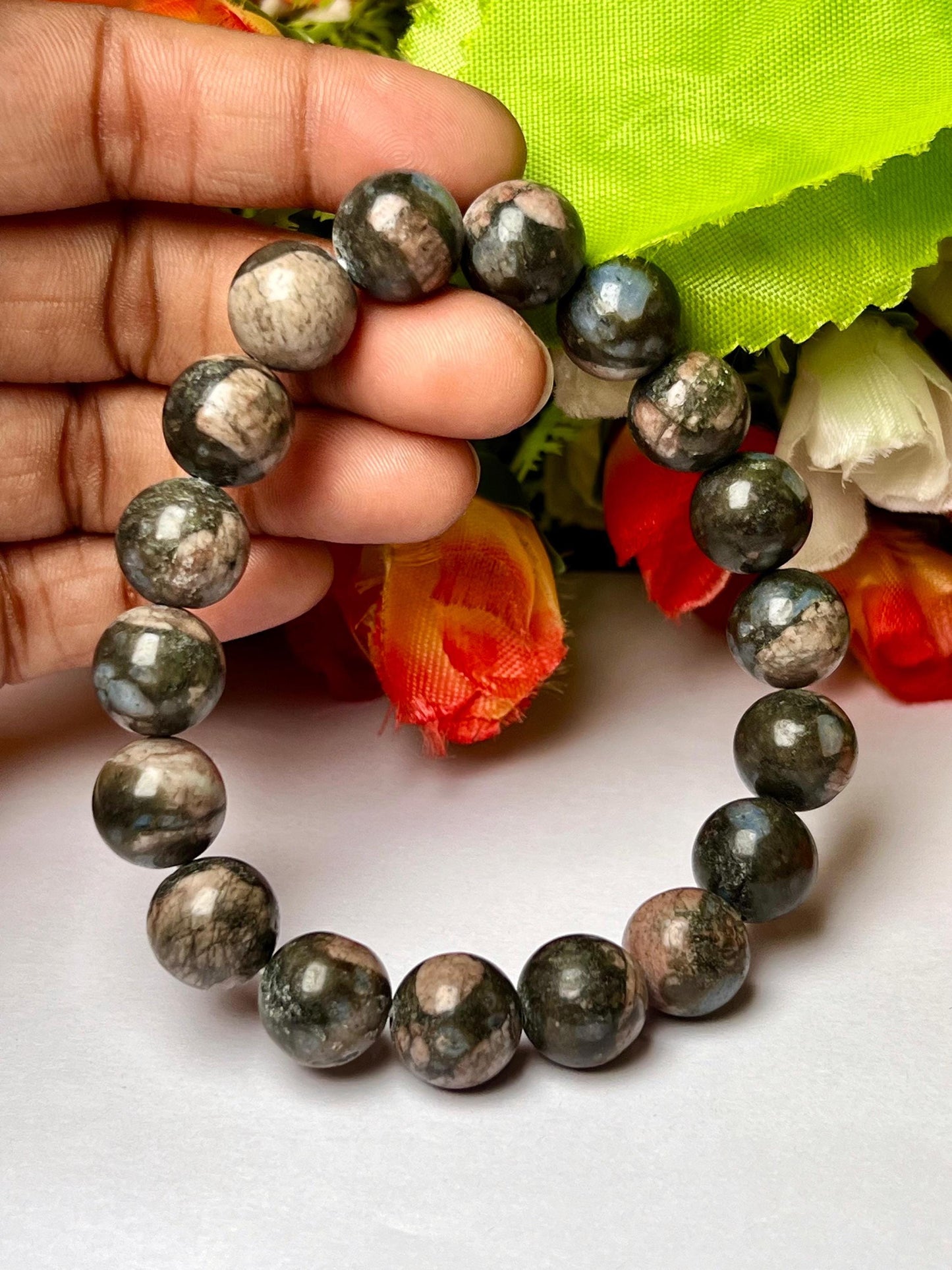 Men's 12 MM Blue Liberite / Que Sera stone Stone Bracelet| Jewelry for Men