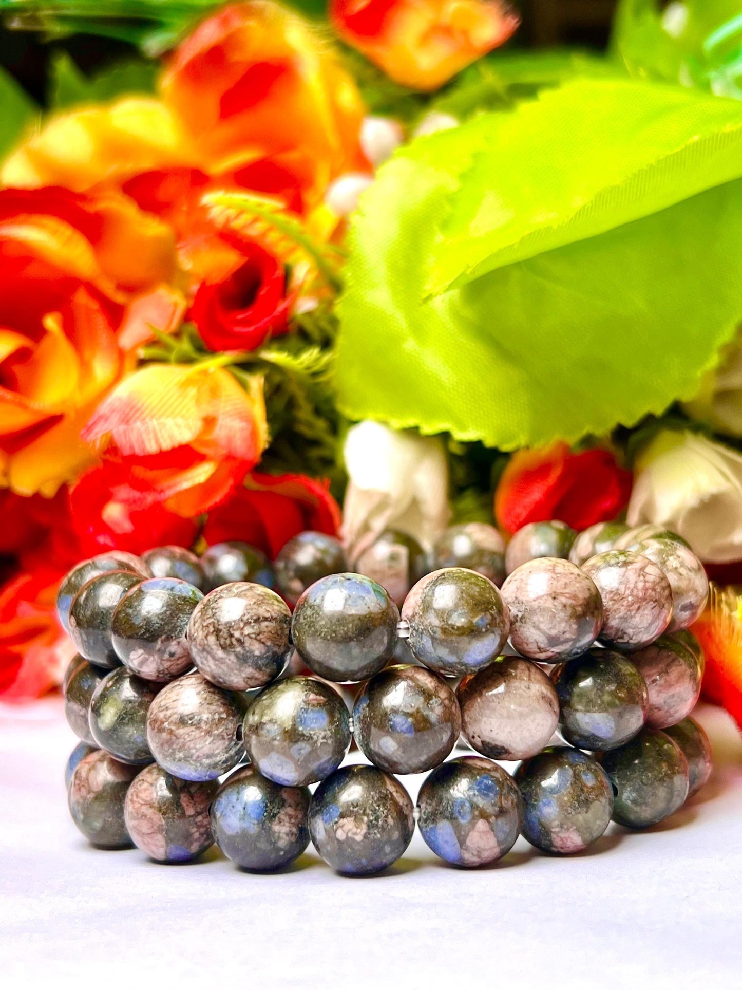 Men's 12 MM Blue Liberite / Que Sera stone Stone Bracelet| Jewelry for Men