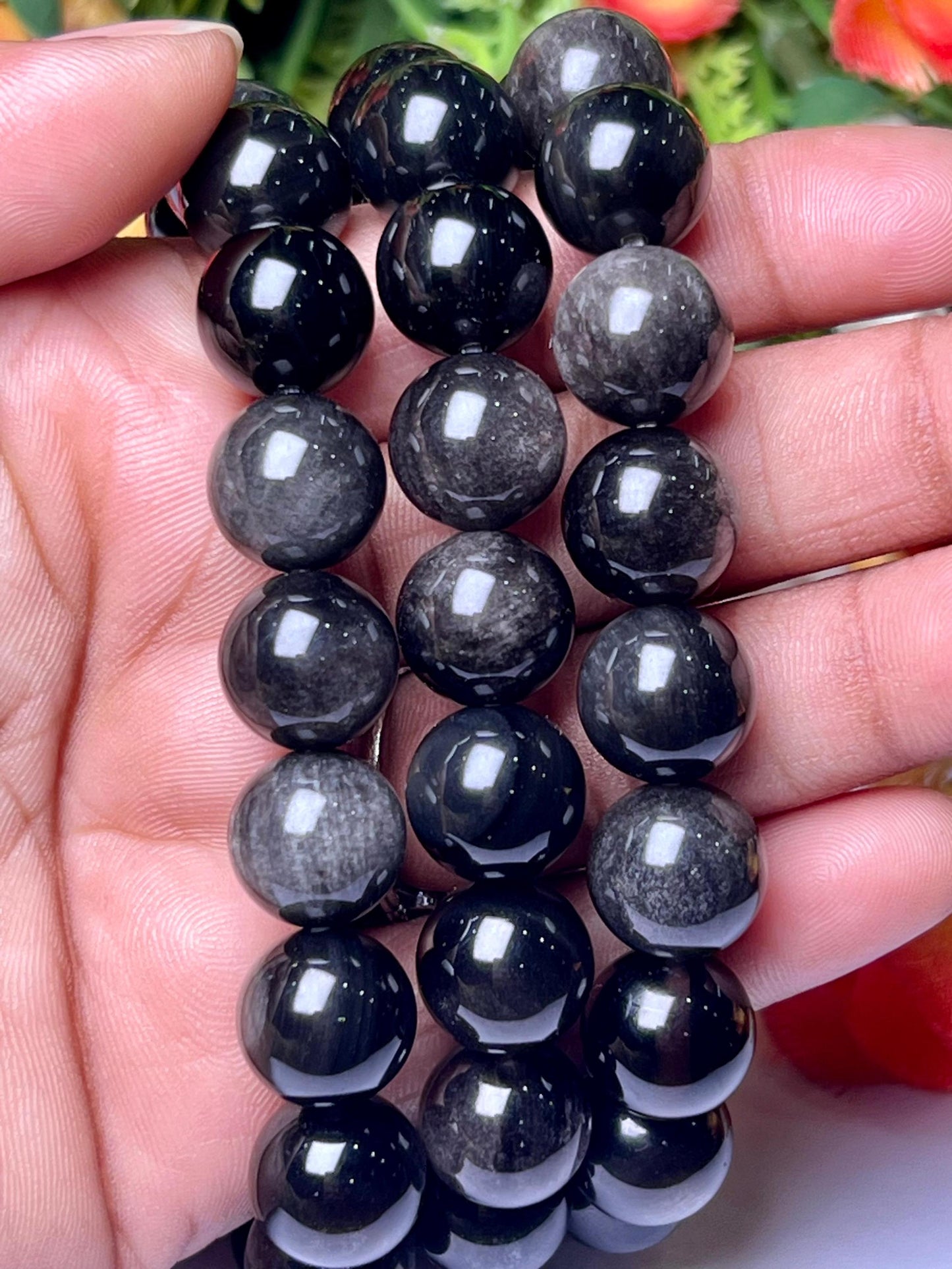 Apache Tears Beaded Bracelet – 8mm & 10mm Bead with Stretch Design