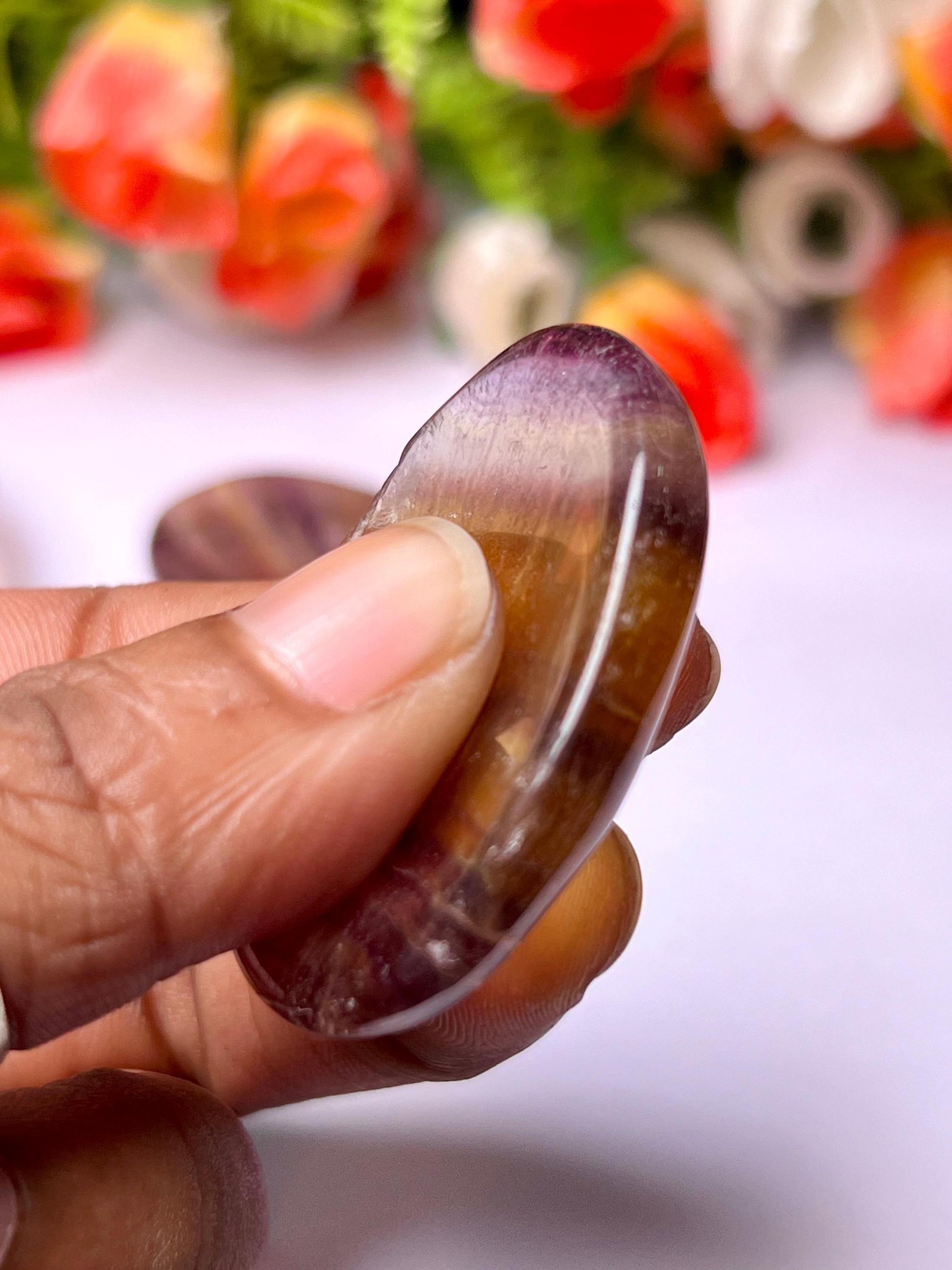 Yellow Fluorite Stone Worry Stone – Crystal Worry Stone – Pocket Stone – Healing Crystal - 4cmx3cm Thumb Stone One (1) Piece