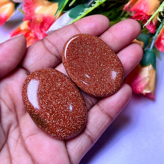 Red Goldstone Sunsitara Stone Worry Stone – Crystal Worry Stone – Pocket Stone – Healing Crystal - 4cmx3cm Thumb Stone One (1) Piece