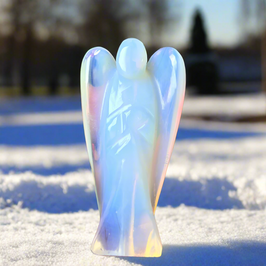 Opalite Angel – 2" Guardian Angel for Serenity, Intuition & Emotional Clarity
