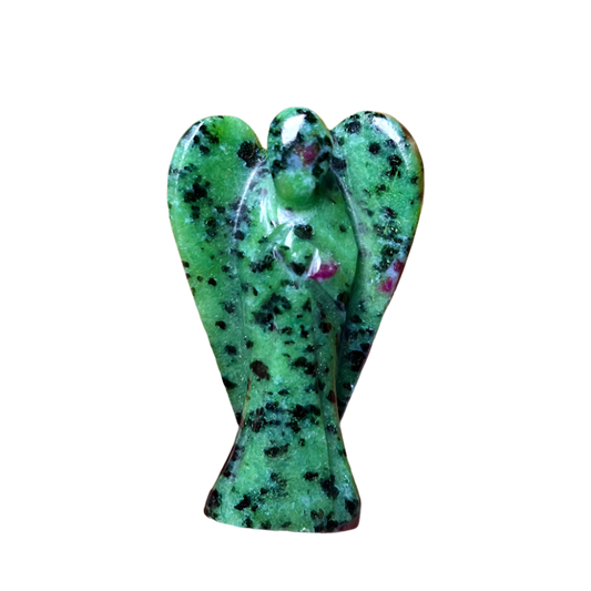 Ruby Zoisite Angel – 2" Guardian Angel for Passion, Growth & Spiritual Harmony