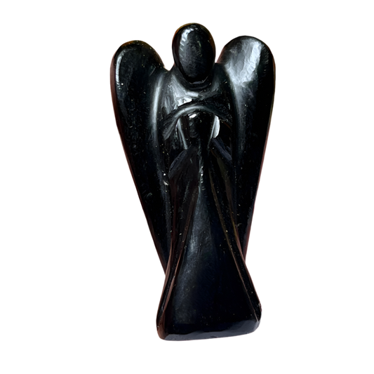 Black Tourmaline Angel – 2" Guardian Angel for Protection, Grounding & Energy Shielding