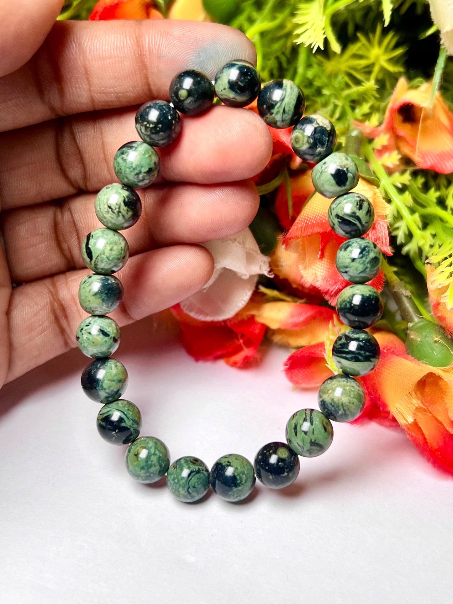 Kambaba Jasper Stone Bracelet l Stretchable Bracelet l Unisex Bracelet l 8 MM Bracelet
