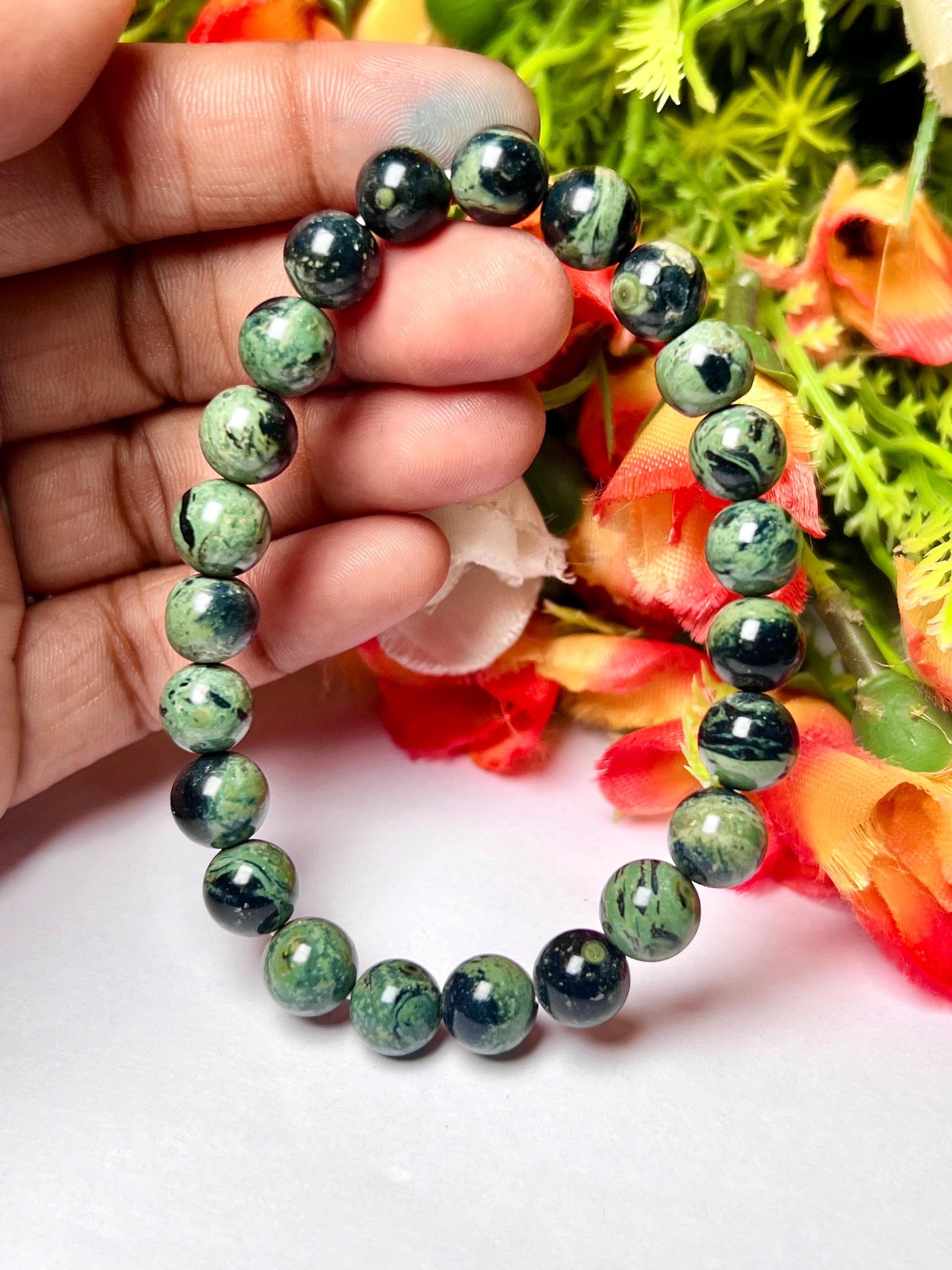 Kambaba Jasper Stone Bracelet l Stretchable Bracelet l Unisex Bracelet l 8 MM Bracelet