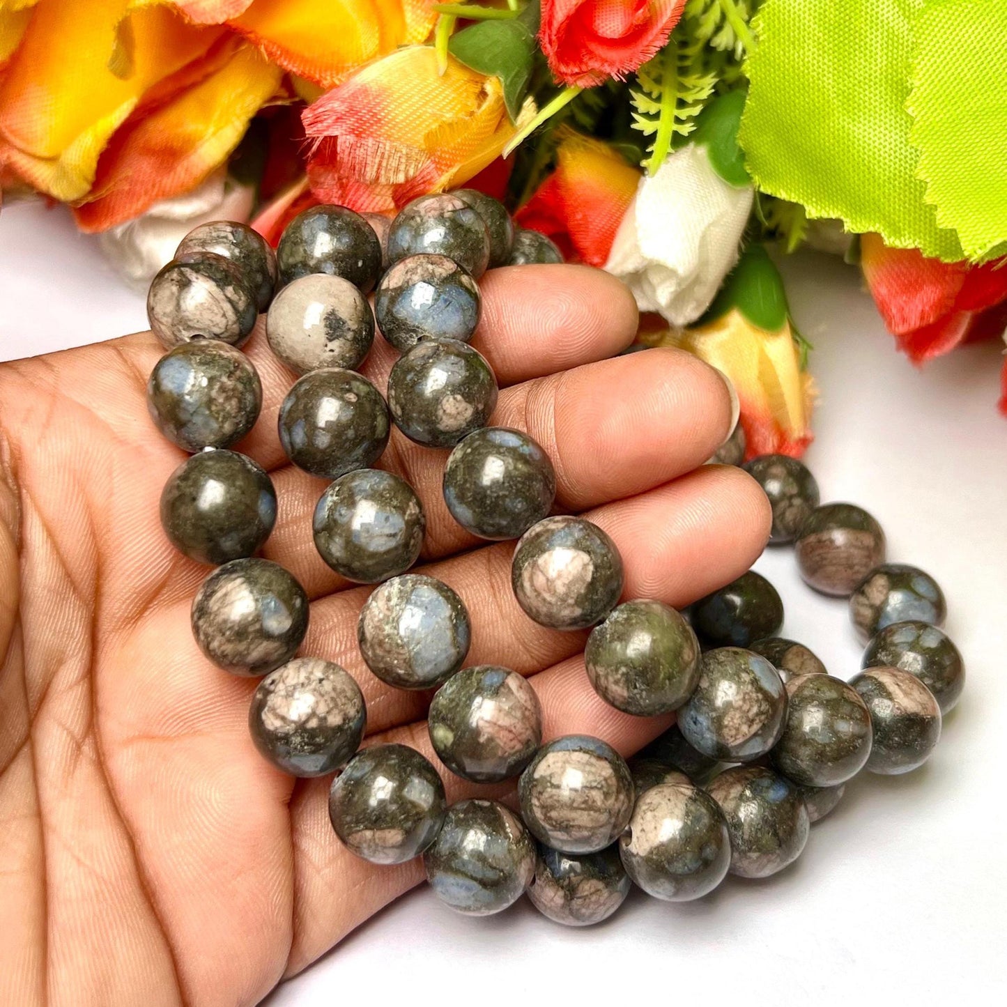 Men's 12 MM Blue Liberite / Que Sera stone Stone Bracelet| Jewelry for Men