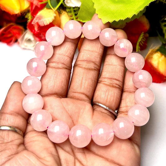 Men's 12 MM Rose Quartz Stone Bracelet| Jewelry for Men| Good For Love