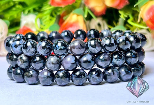 Indigo Gabbro Mystic Merlinite Stone Bracelet l Stretchable Bracelet l Unisex Bracelet l 8 MM Bracelet