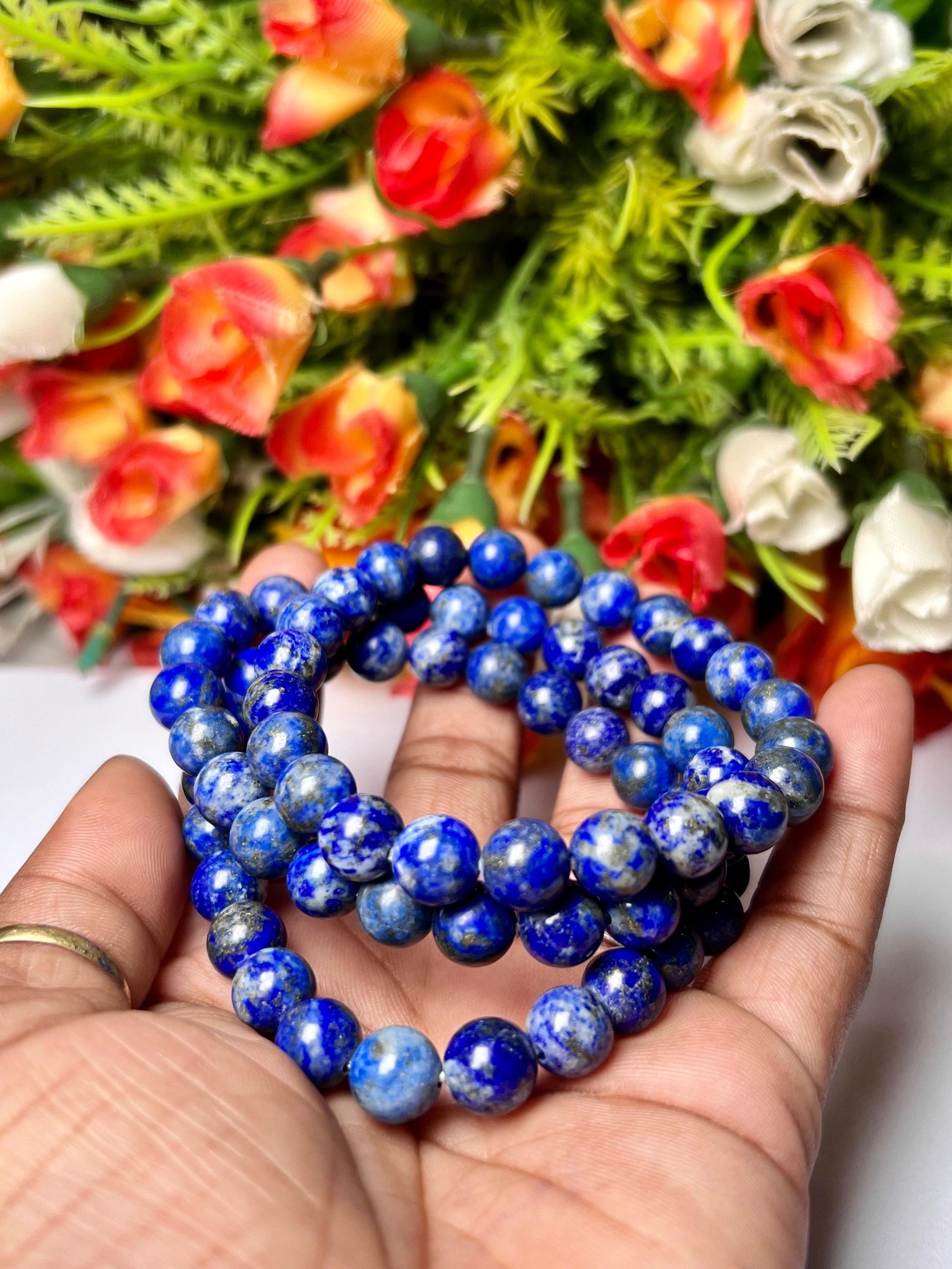 Lapis Lazuli Stone Bracelet l Stretchable Bracelet l Unisex Bracelet l 8 MM Bracelet